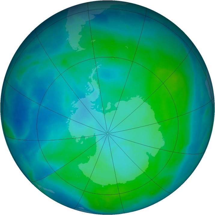 Antarctic ozone map for 28 January 2014